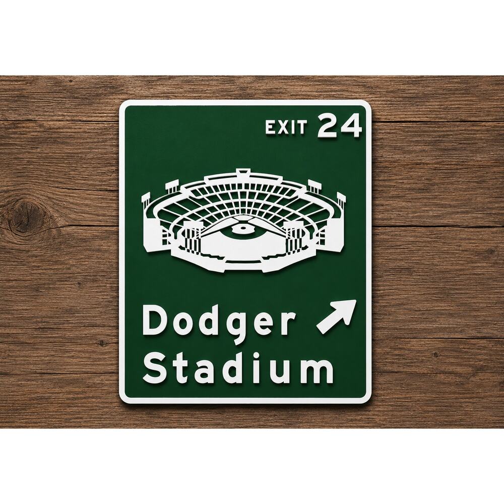 Dodger Stadium Los Angeles California Road Sign Exit 24 Street Highway Baseball